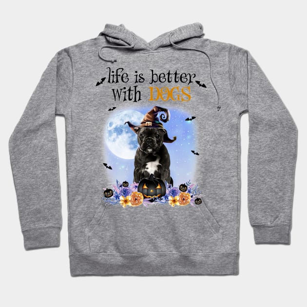 French Bulldog Witch Hat Life Is Better With Dogs Halloween Hoodie by TATTOO project